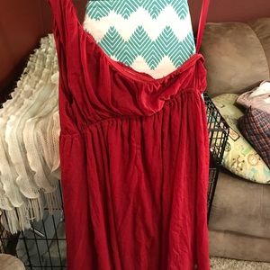 Red one shoulder knee length dress